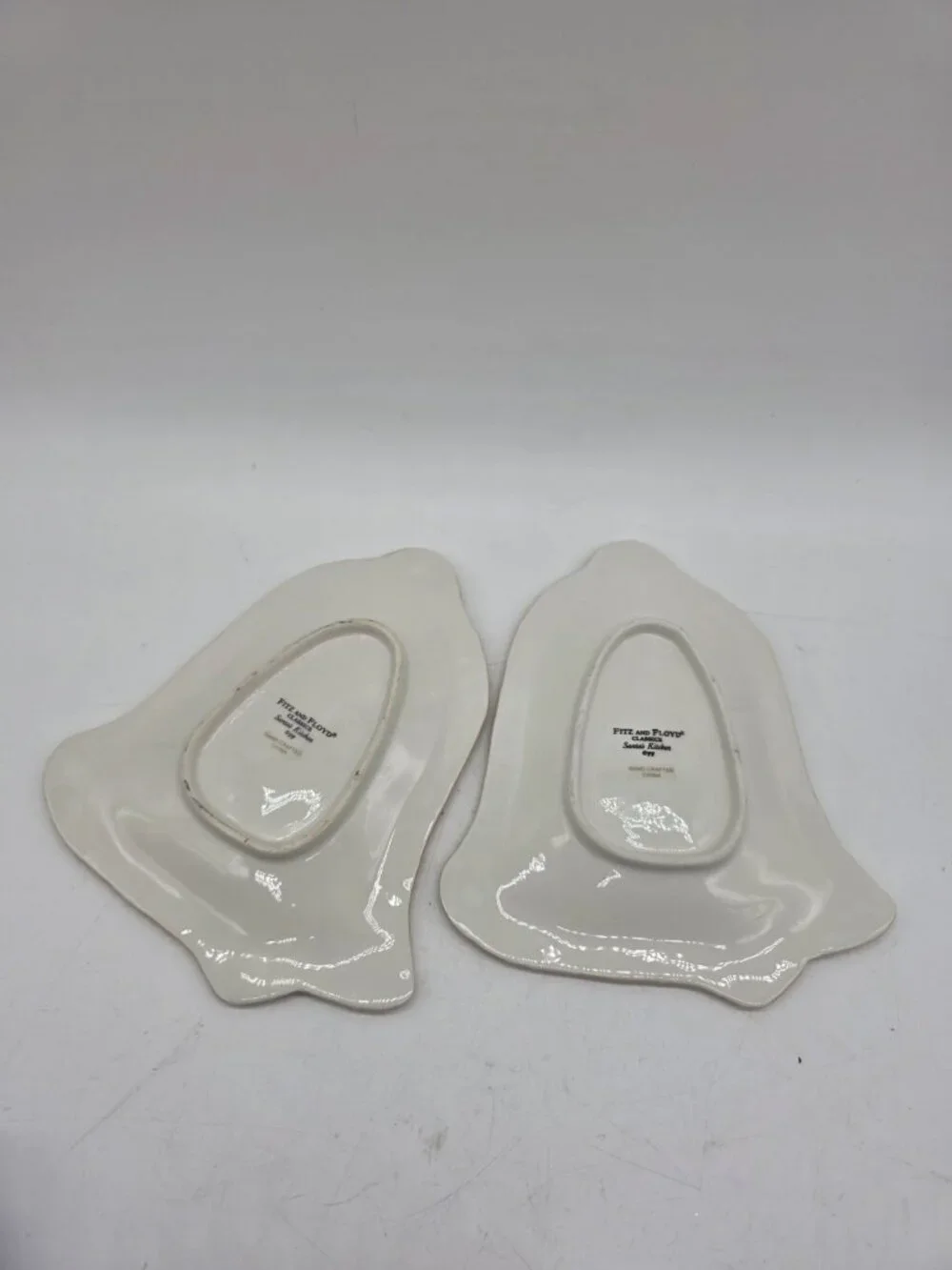 Fitz and Floyd Santa's Kitchen Bell Snack Plate Pair Holiday Christmas Winter